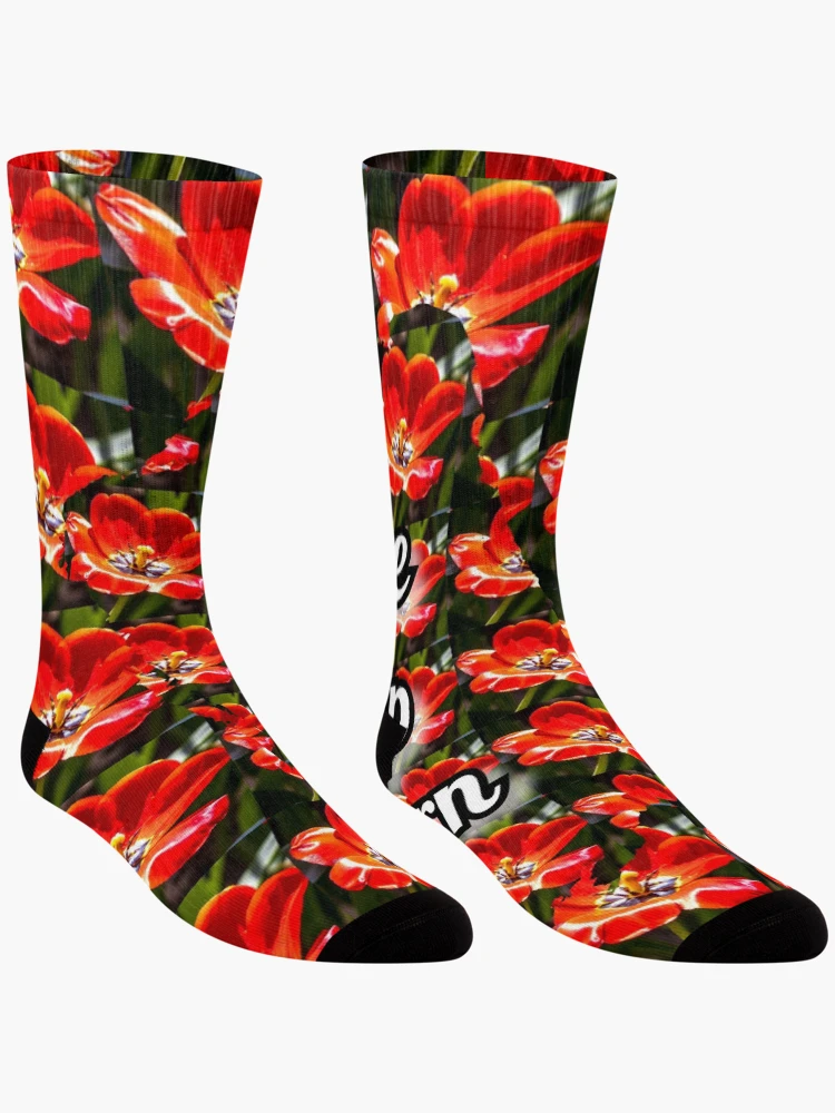 Thumbnail 3 of 5, Socks, Red Tulips Pattern designed and sold by Patternflower.