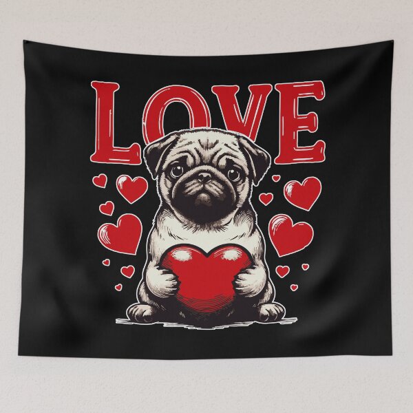 Item preview, Love Pug Dog Valentines Day designed and sold by TomFrontierArt.