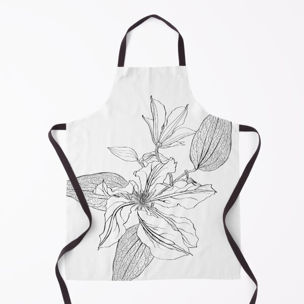 Item preview, Black and white line illustration of clematis flowers. designed and sold by MatyKotiv.