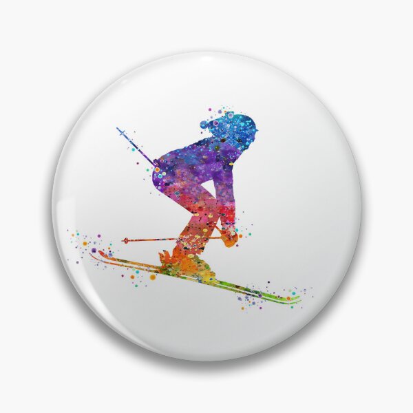 Item preview, Girl Skiing Watercolor Gift designed and sold by LotusGifts.
