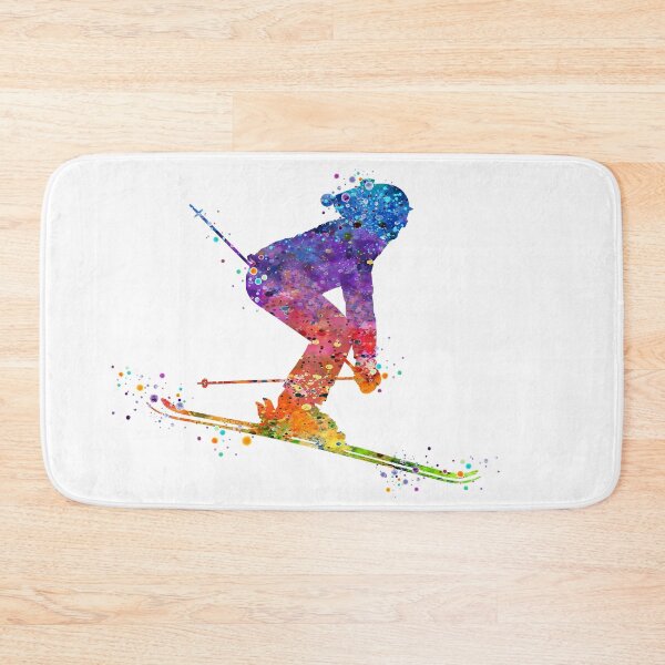 Item preview, Girl Skiing Watercolor Gift designed and sold by LotusGifts.