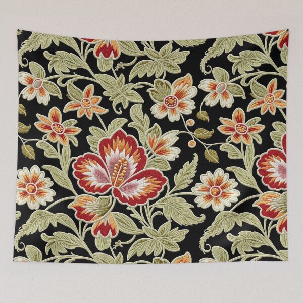 Item preview, Fantasy flowers in retro, vintage, jacobean embroidery style designed and sold by Giuseppe Cammino.