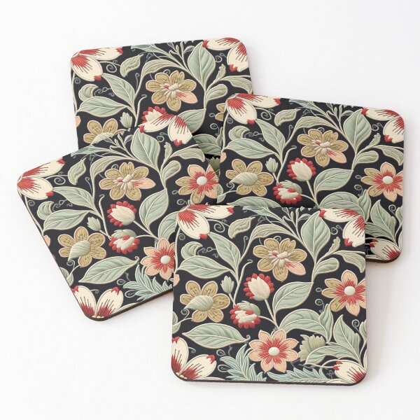Item preview, Fantasy flowers in retro, vintage, jacobean embroidery style designed and sold by Giuseppe Cammino.