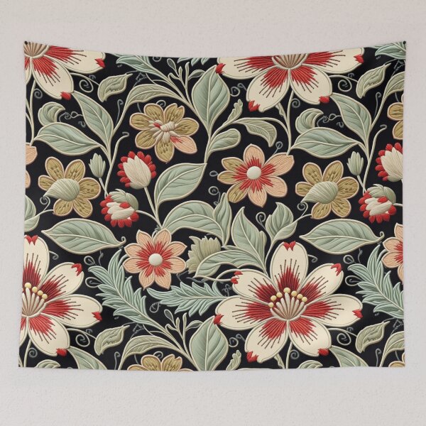 Item preview, Fantasy flowers in retro, vintage, jacobean embroidery style designed and sold by Giuseppe Cammino.