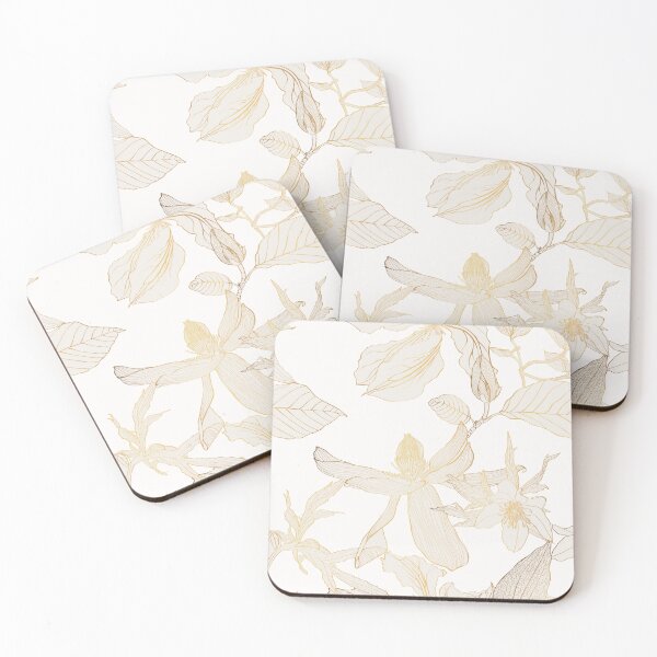 Item preview, Tropical exotic line golden flowers seamless pattern, line background.  designed and sold by MatyKotiv.