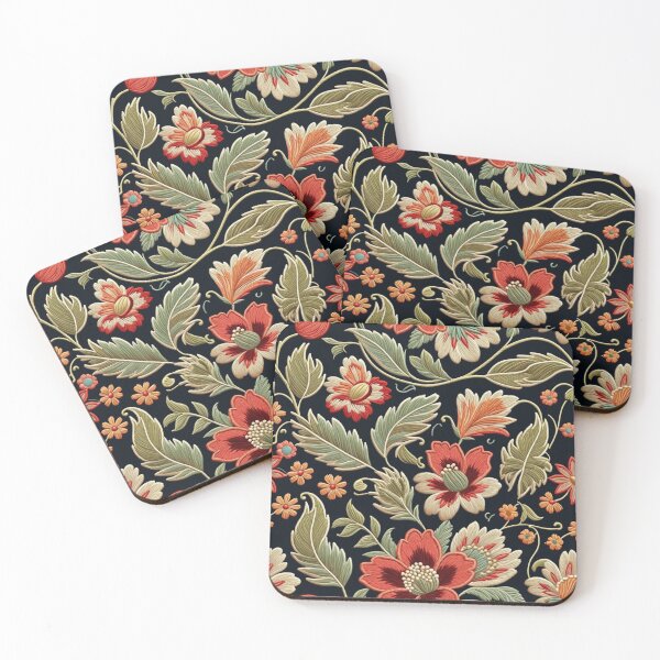 Item preview, Fantasy flowers in retro, vintage, jacobean embroidery style designed and sold by Giuseppe Cammino.
