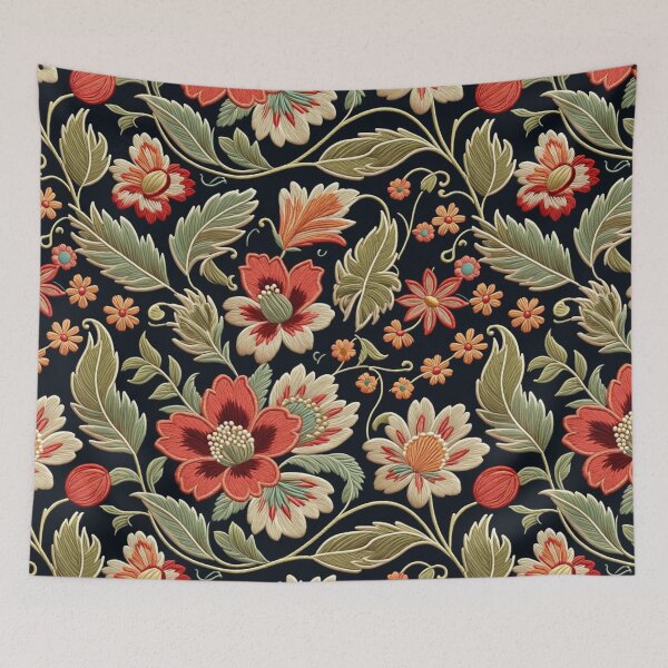 Item preview, Fantasy flowers in retro, vintage, jacobean embroidery style designed and sold by Giuseppe Cammino.