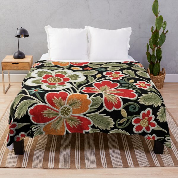 Item preview, Fantasy flowers in retro, vintage, jacobean embroidery style designed and sold by Giuseppe Cammino.