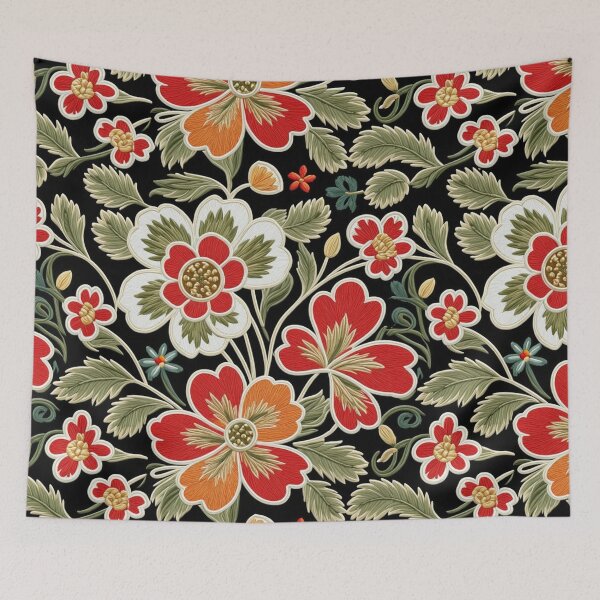 Item preview, Fantasy flowers in retro, vintage, jacobean embroidery style designed and sold by Giuseppe Cammino.