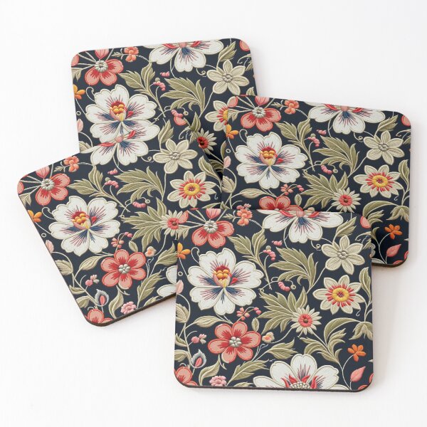 Item preview, Fantasy flowers in retro, vintage, jacobean embroidery style designed and sold by Giuseppe Cammino.