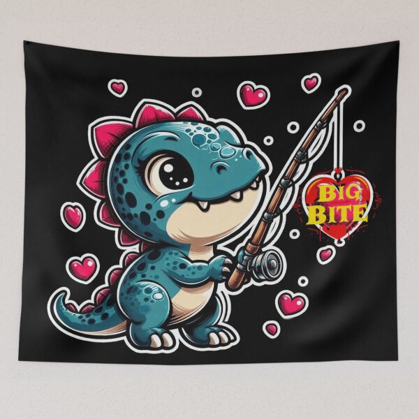 Item preview, Big Bite Kawaii Dinosaur Fishing for Love designed and sold by Amyrex12.