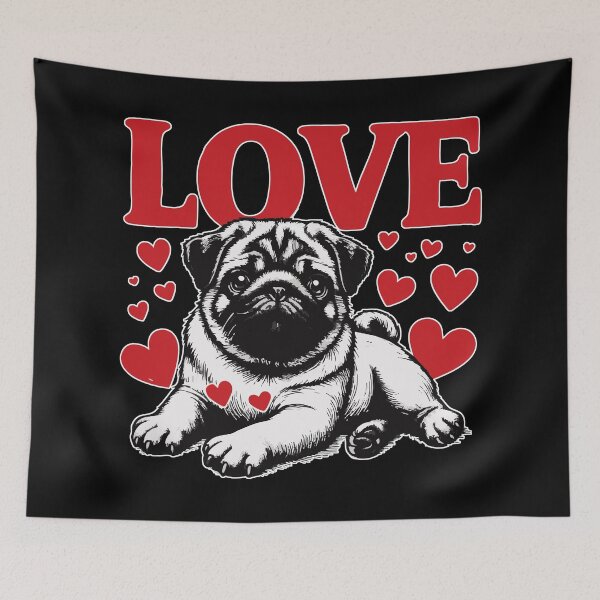 Item preview, Love Cute Pug Dog Valentines Day designed and sold by TomFrontierArt.