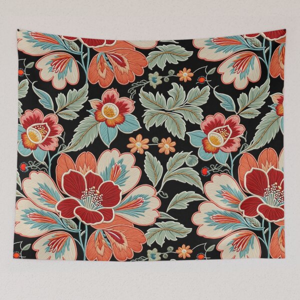 Item preview, Fantasy flowers in retro, vintage, jacobean embroidery style designed and sold by Giuseppe Cammino.