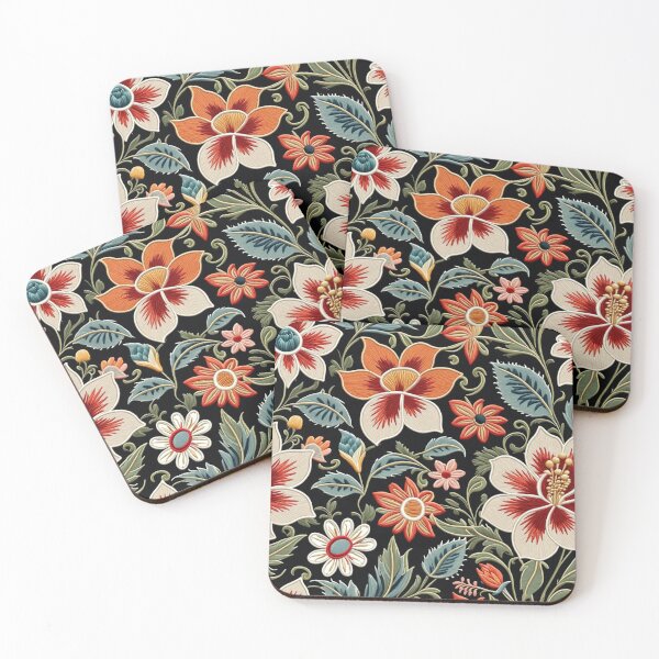 Item preview, Fantasy flowers in retro, vintage, jacobean embroidery style designed and sold by Giuseppe Cammino.
