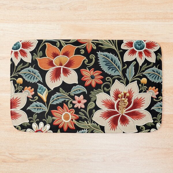 Item preview, Fantasy flowers in retro, vintage, jacobean embroidery style designed and sold by Giuseppe Cammino.