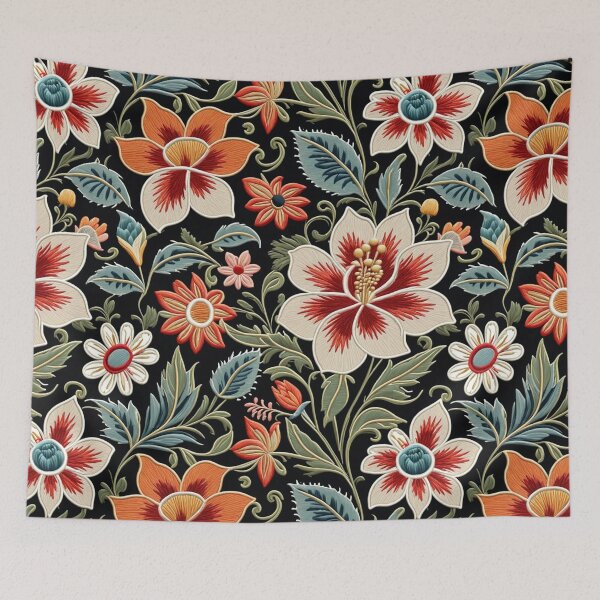 Item preview, Fantasy flowers in retro, vintage, jacobean embroidery style designed and sold by Giuseppe Cammino.