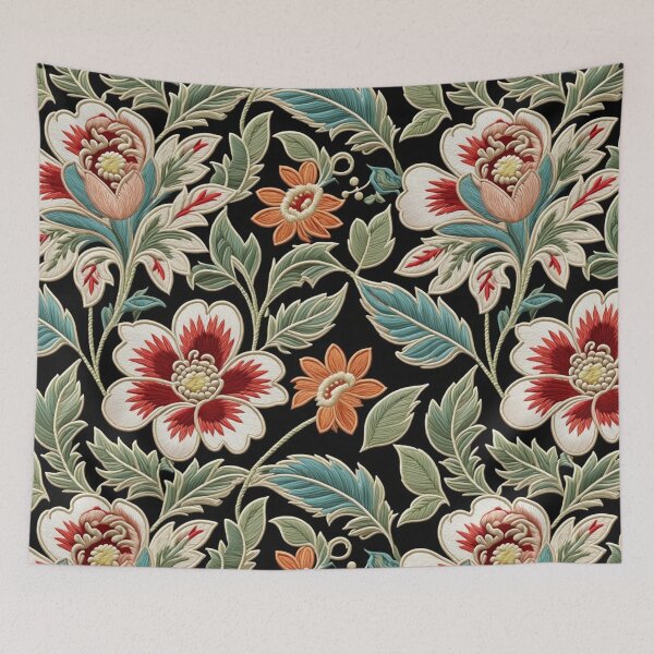 Item preview, Fantasy flowers in retro, vintage, jacobean embroidery style designed and sold by Giuseppe Cammino.