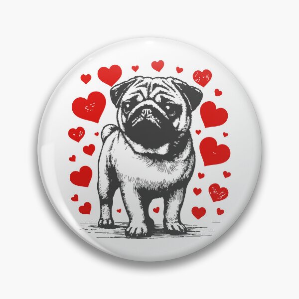 Item preview, Cute Pug Dog Happy Valentines Day Vintage designed and sold by TomFrontierArt.