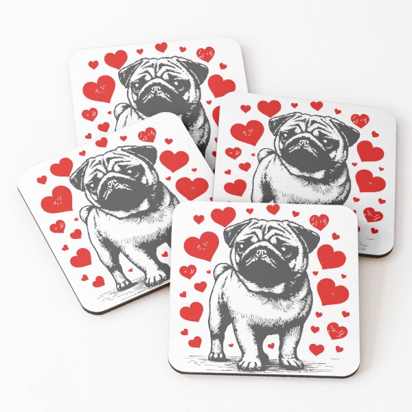 Item preview, Cute Pug Dog Happy Valentines Day Vintage designed and sold by TomFrontierArt.