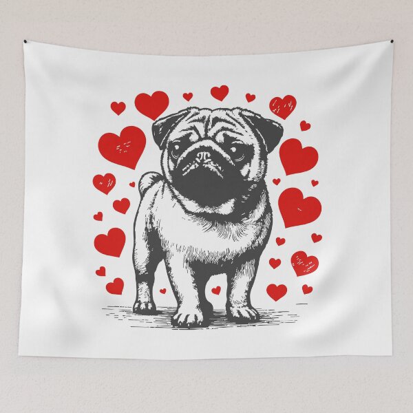 Item preview, Cute Pug Dog Happy Valentines Day Vintage designed and sold by TomFrontierArt.