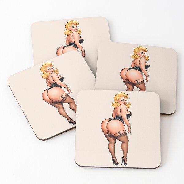 Item preview, Seductive blonde pinup with big ass in sexy lingerie designed and sold by HolaJosephina.