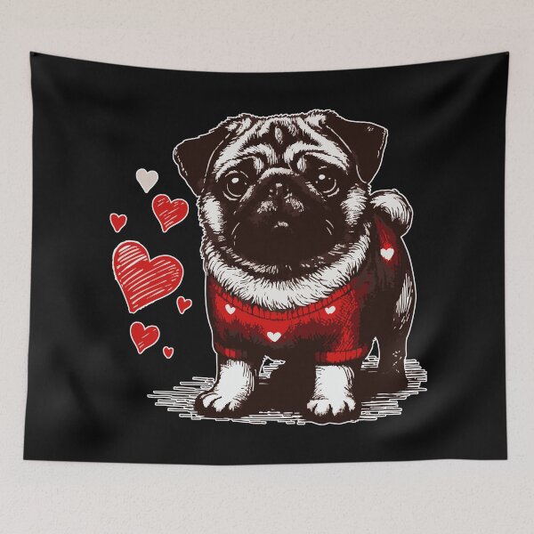 Item preview, Pug Dog Valentines Day Vintage designed and sold by TomFrontierArt.