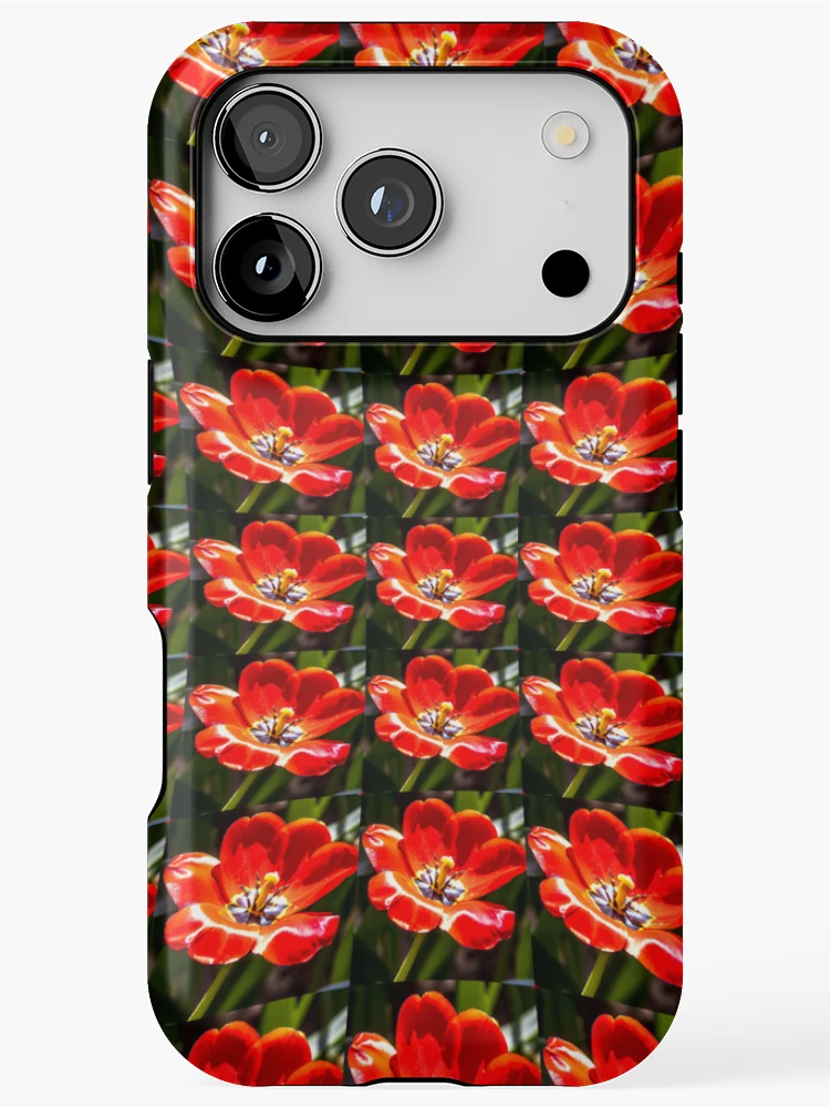 Thumbnail 1 of 4, iPhone Case, Red Tulips Pattern designed and sold by Patternflower.