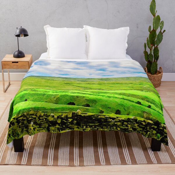 Item preview, Watercolor depiction of rolling green hills in West Midlands, England designed and sold by GestaltImagery.