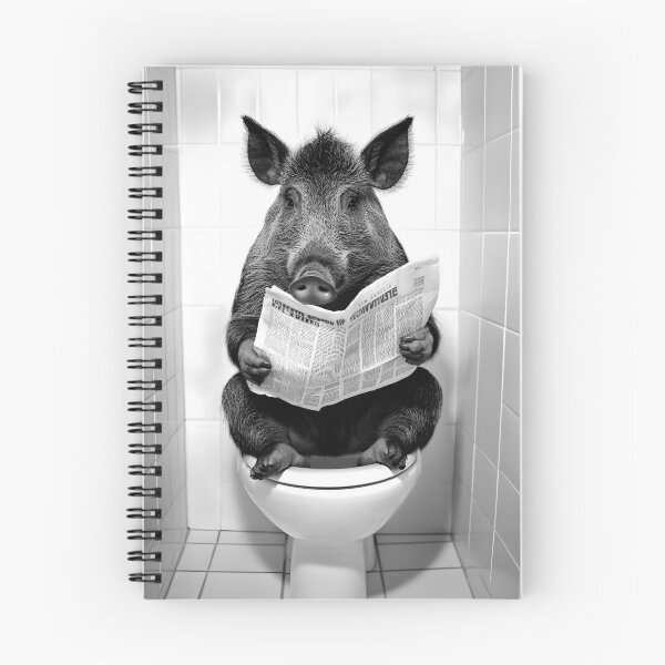 Item preview, Wild Boar Sitting on the Toilet Reading a Newspaper designed and sold by CheekyAnimalz.