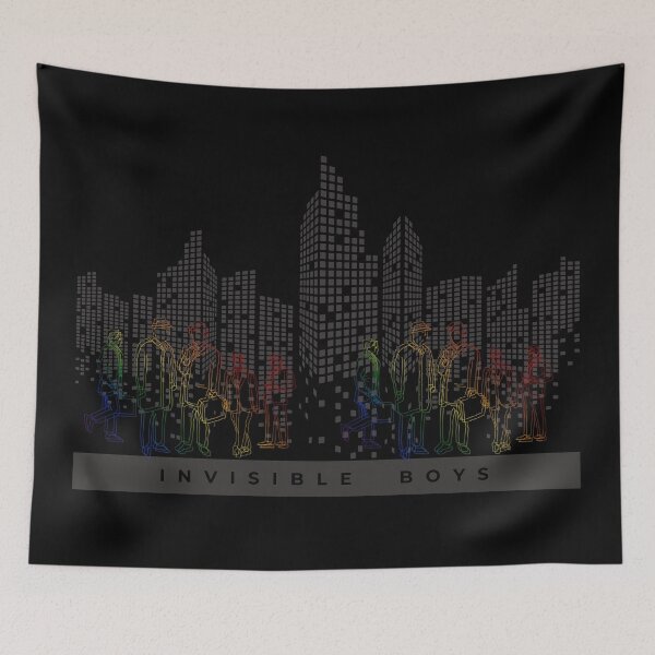Item preview, Invisible Boys Pride Graphic, Classic pride flag graphic, sky scraper dissolving with boy pride fading graphic, pride graphic, city life,  designed and sold by PrideBeProud.