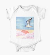 Seagull flying over pastel clouds One Piece - Short Sleeve