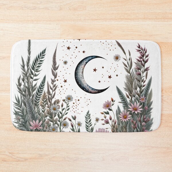 Item preview, White Floral Aesthetic Chic Boho Moon Phases luna,Vintage Moon Flowers Astrology Celestial boho aesthetics and Moon Astrology Lovers designed and sold by Collagedream.