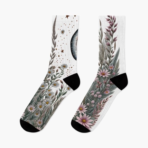 Item preview, White Floral Aesthetic Chic Boho Moon Phases luna,Vintage Moon Flowers Astrology Celestial boho aesthetics and Moon Astrology Lovers designed and sold by Collagedream.