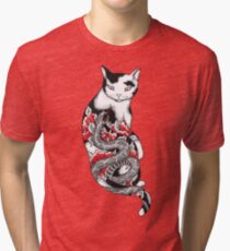 Cat in Grey Snake Tattoo Tri-blend T-Shirt