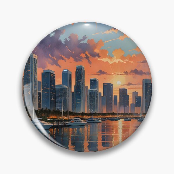 Item preview, Miami, Florida: Sunset Skyline Reflections on Biscayne Bay designed and sold by LSVart.