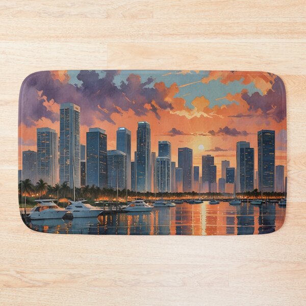 Item preview, Miami, Florida: Sunset Skyline Reflections on Biscayne Bay designed and sold by LSVart.