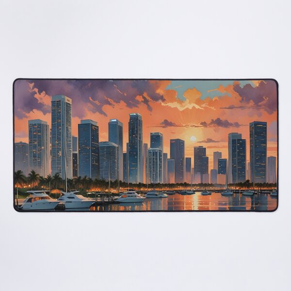 Item preview, Miami, Florida: Sunset Skyline Reflections on Biscayne Bay designed and sold by LSVart.