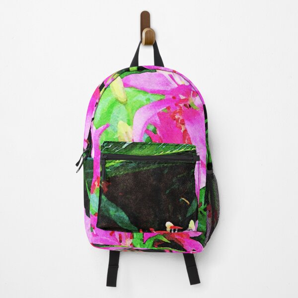 Item preview, Vibrant pink lilies in a lush green garden setting designed and sold by GestaltImagery.