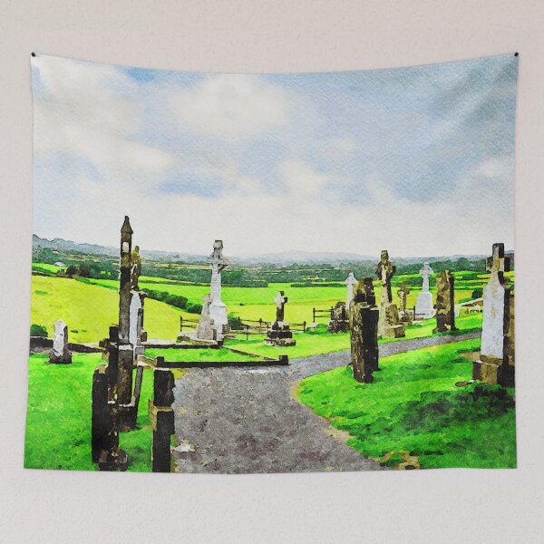 Item preview, Watercolor depiction of the historic Rock of Cashel cemetery in  Ireland designed and sold by GestaltImagery.