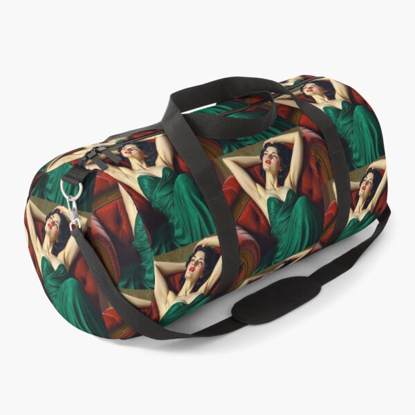 Item preview, Painting of a beautiful lady in a green dress reclining on her sofa designed and sold by Vintage Designs +.