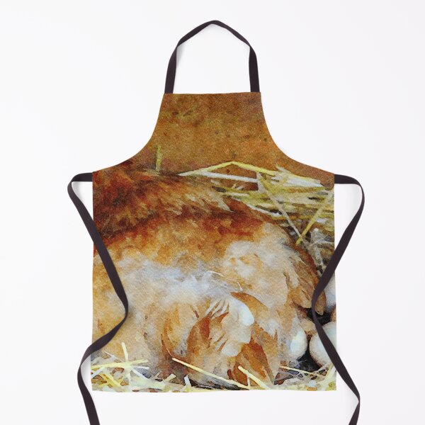 Item preview, Watercolor painting of a hen nesting with eggs in a straw bed designed and sold by GestaltImagery.