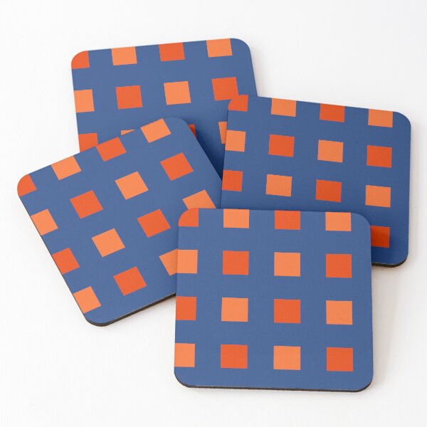 Item preview, Orange and Dark Blue Square Check Pattern designed and sold by OneThreeSix.
