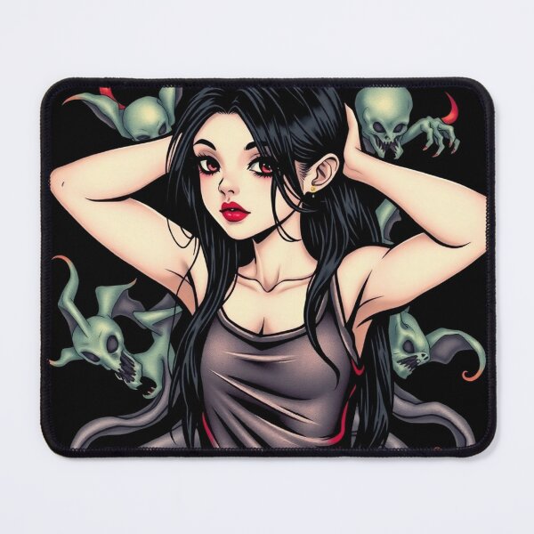 Item preview, Cute Gothic Goth Vampire Horror Girl Tattoo style illustration with demons designed and sold by Vintage Designs +.