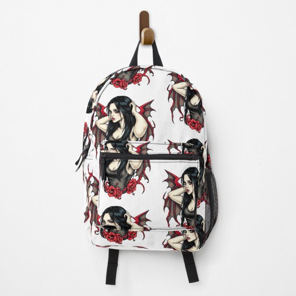 Item preview, Cute Gothic Goth Vampire Horror Girl Tattoo style illustration with demons designed and sold by Vintage Designs +.