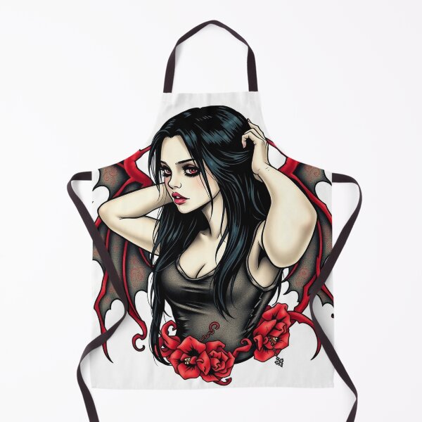 Item preview, Cute Gothic Goth Vampire Horror Girl Tattoo style illustration with demons designed and sold by Vintage Designs +.