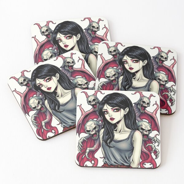 Item preview, Cute Gothic Goth Vampire Horror Girl Tattoo style illustration with demons designed and sold by Vintage Designs +.