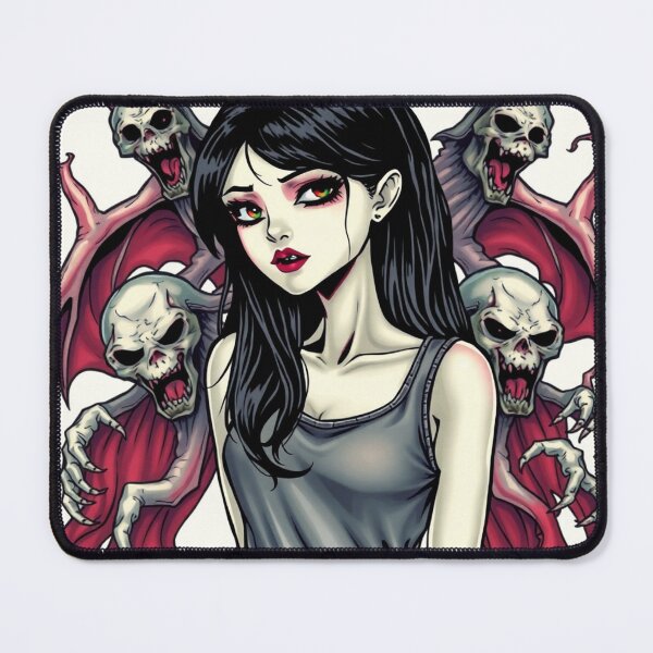 Item preview, Cute Gothic Goth Vampire Horror Girl Tattoo style illustration with demons designed and sold by Vintage Designs +.