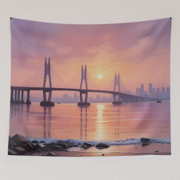 Item preview, Mumbai, India: Bandra-Worli Sea Link at Sunset designed and sold by LSVart.