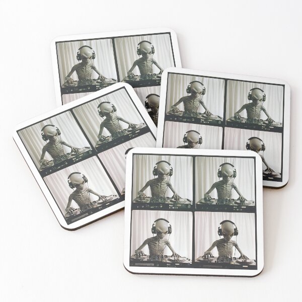 Item preview, Gray Alien On DJ Turntables designed and sold by RockFireMerch.