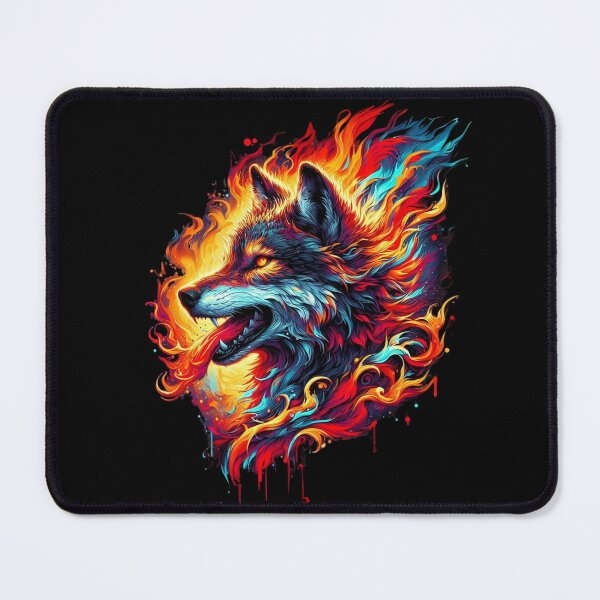 Item preview, Majestic Fire and Ice Wolf – Vibrant Fantasy Animal Art designed and sold by gkhanco.